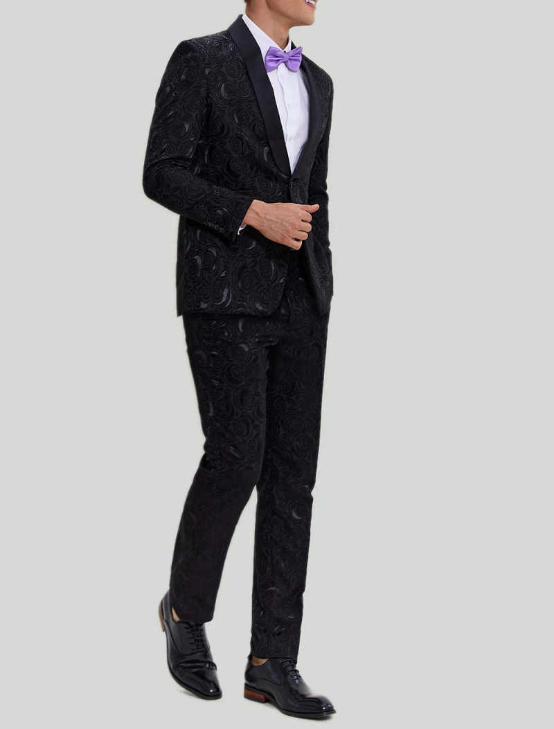Jacquard Mens Suits Shawl Lapel 2 Pieces Jacket Pants Formal Party Wedding Groom Tuxedos Prom Custom Made