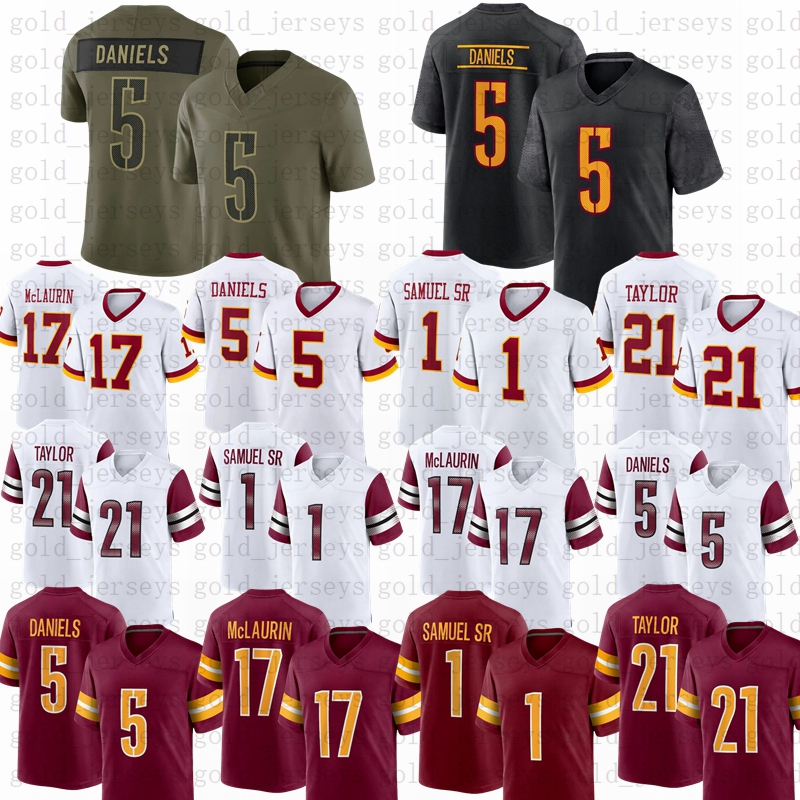 2025 New Jayden Daniels Football Jerseys 1 Deebo Samuel Sr Terry McLaurin 0 Mike Sainristil Sean Taylor Frankie Luvu Jersey