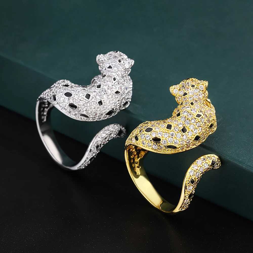 New Charms High Carbon Diamond 5A Zircon Leopard Gold Color Rings for Women Cocktail Party Fine Jewelry Birthday Gift W251030