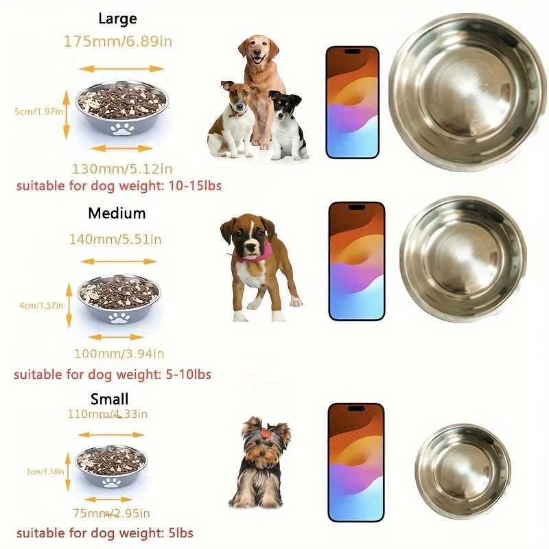 1Pcs Pet Dog Food Bowl Rice Bowl Stainless Steel Dog Bowl Dog Bowl Drinking Water Bowl antitip Large Dog Cat Bowl Water Bowl J251113