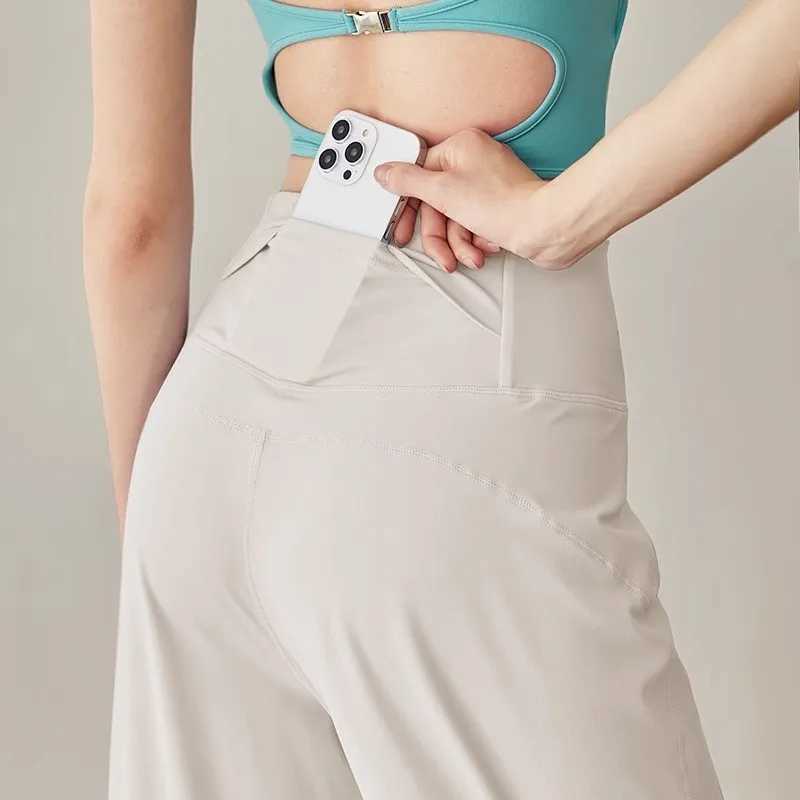 Womens High Pants WiTH PoCKets High Waist Stretch Loose Sweatpants NAKeFeeling Sports Leisure Yoga Workout Pants J251030