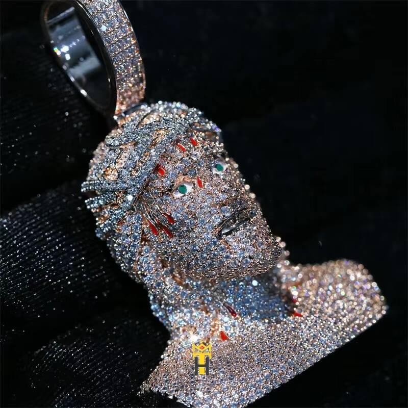 Hip Hop Ice Cz Bling Diamond Jesus Head Pendant Necklace Religious Faith Jewelry Vintage Jesus Christ Pendant