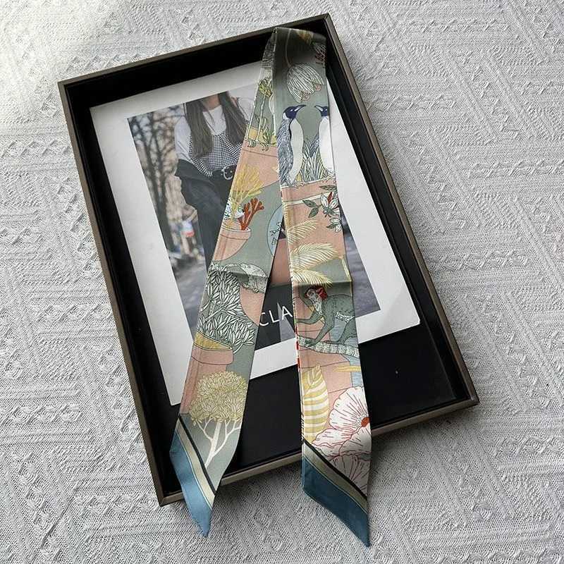 5 90Cm French New Hotselling Plant Jungle Twill Silk Decorative Streamer Wrapping Bag Ribbon Silk Scarf Small Scarf W251029