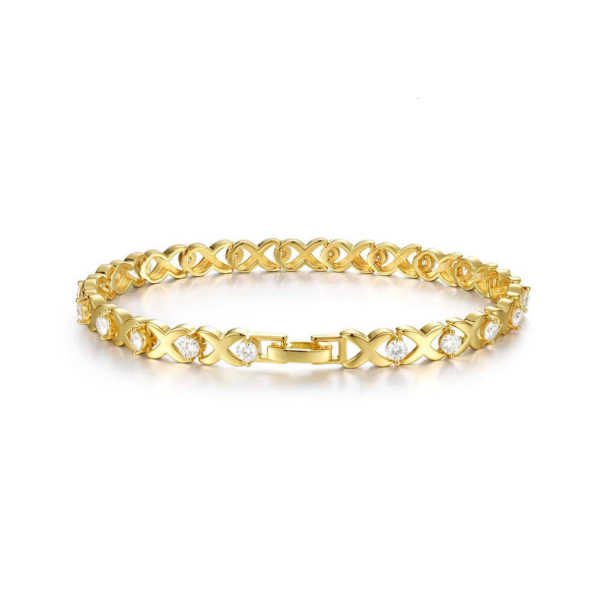 Light Luxury XShaped D Colour VVS GRA Moissanite Tennis Bracelet 925 Silver Gold Plated Wedding Party Bangles for Women Perfect