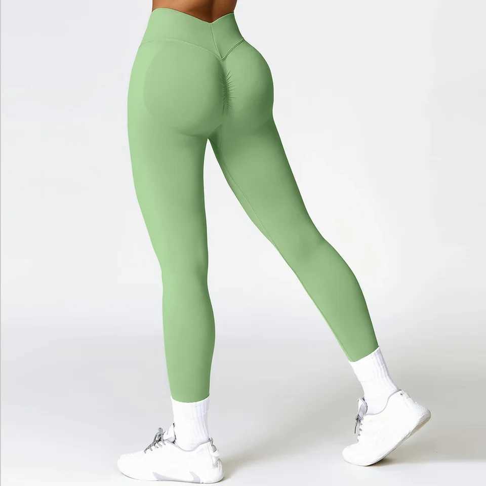 Womens V Back Sports Leggings Athletic Fitness Gym Yoga Pants Tights Scrunch Control Running Exercise Workout Leggins J251030