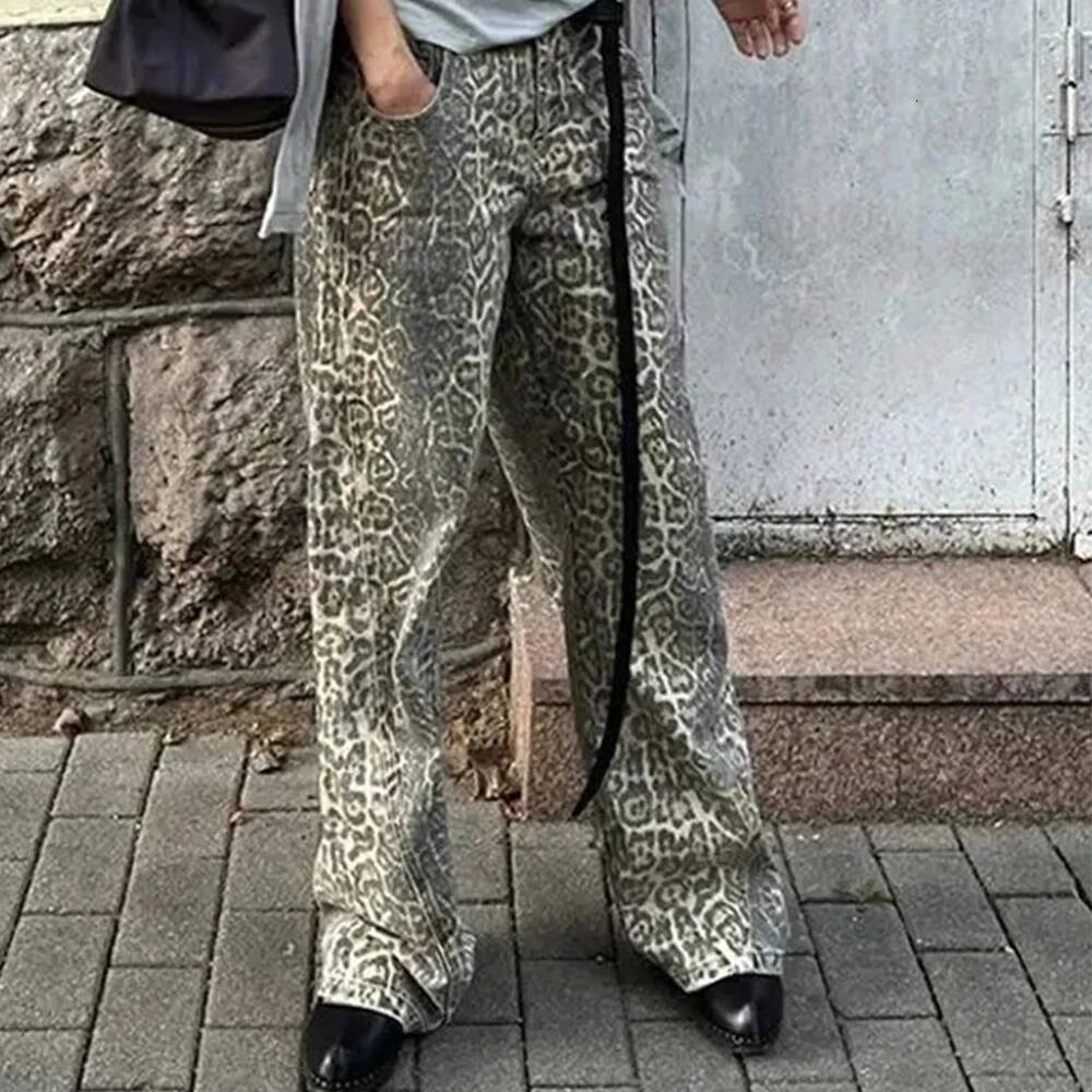 winter jacket women Leopard Women Y2k American Wide Leg Pants High Waisted Korean Style Retro Baggy Jeans Loose Oversized Straight Trousers542
