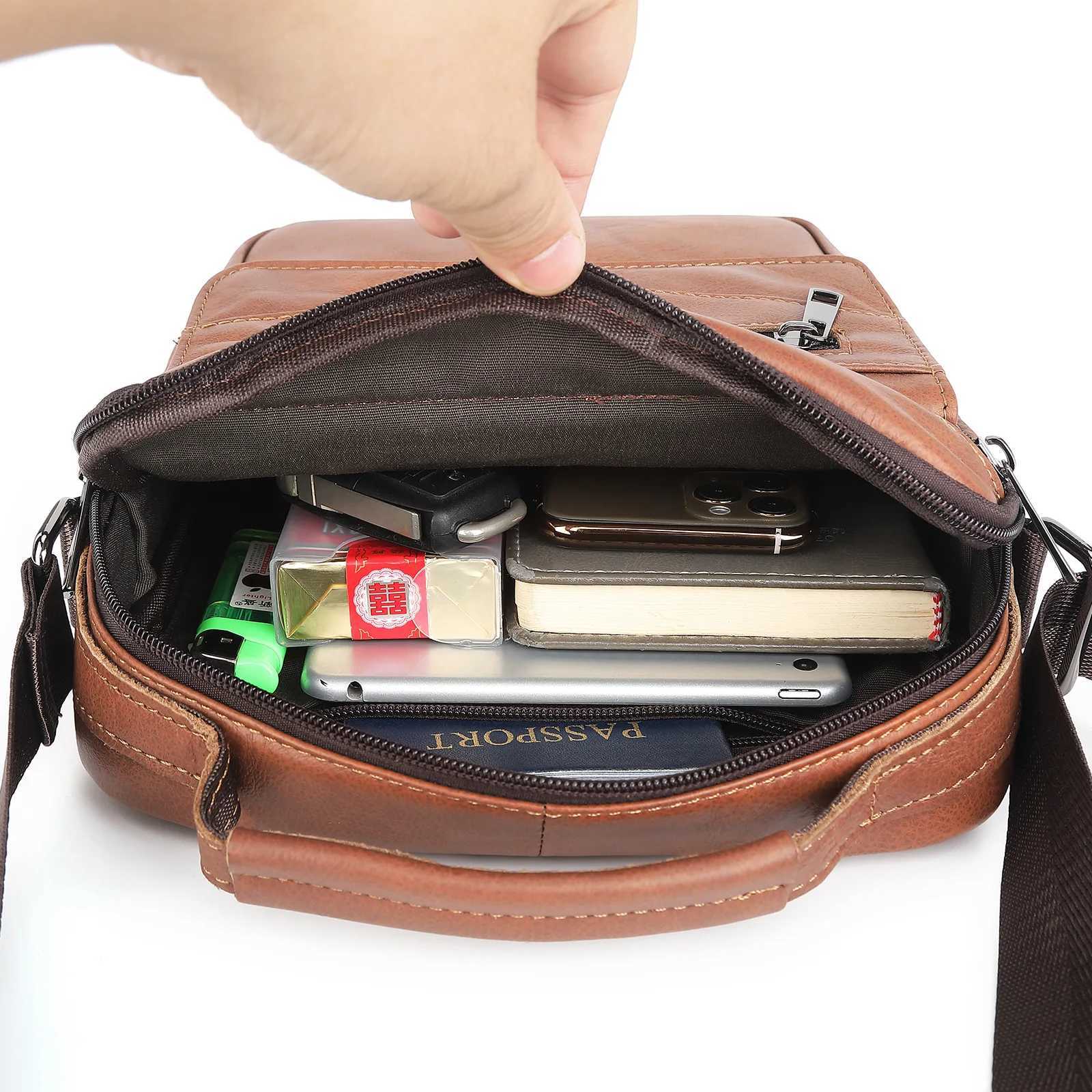 100 Genuine Leather Men Shoder Bag Vintage Crossbody Bag For Men Cowhide Messenger Bag Business M Handbag Y251011