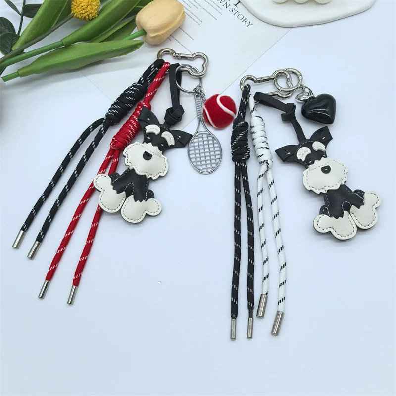 Sporty Style Fashion Schnauzer Key Chain with Handmade Rope Casual Trendy Bag Pendant Bow Cool Trendy Fashion Accessory 251030