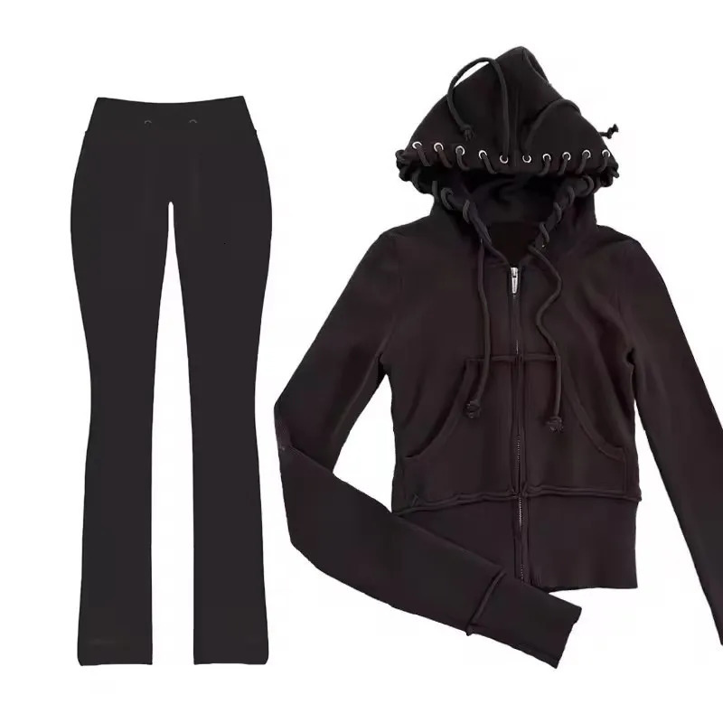 Y2K Fashion Knitted Sportswear TwoPiece Suit Women Casual Aesthetic Fit Yoga Suit Sexy Slim High Waist Casual Sports Pants 251029