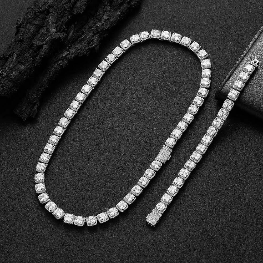 Hip Hop Jewelry Square Rock Sugar Chain moissanite Bracelet 18K Gold Plated Box Buckle Cluster Iced Out Tennis Chain Bracelet Designer's style