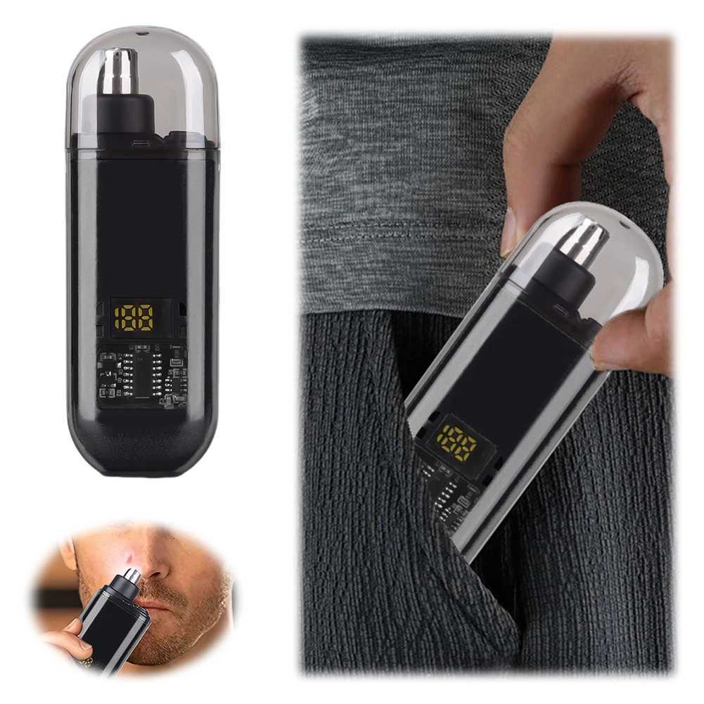 Portable Nose Hair Trimmer Ear Nose Hair Trimmer Clipper Digital DisplayBlack M251030
