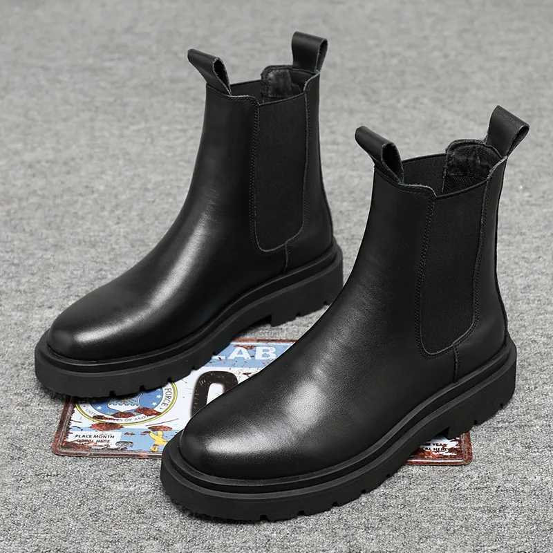 2024 Autumn New Chelsea Boots for Men Black Boots Platform Shoes Fashion Ankle Boots Winter Slip on Men Shoes New Z251029