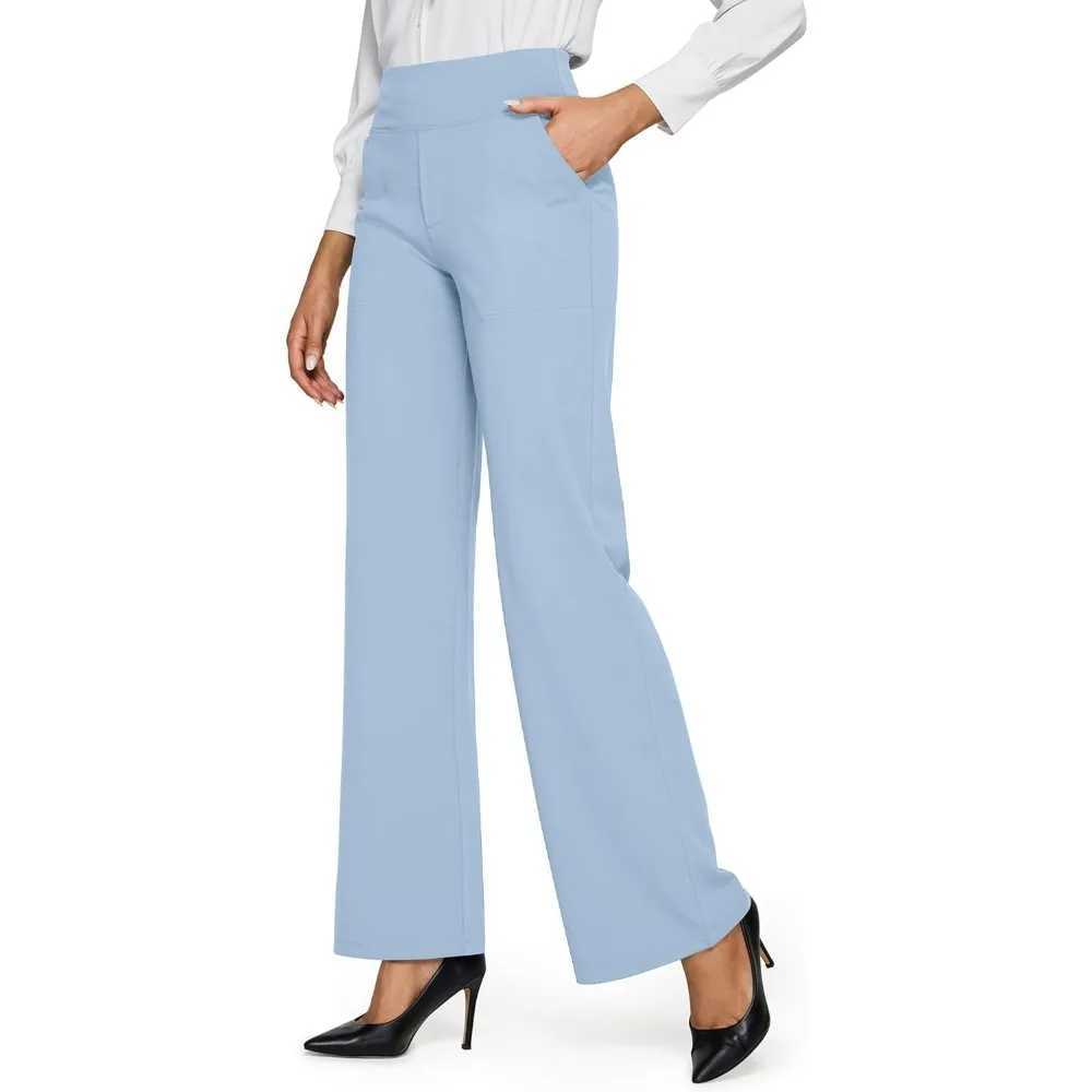 Yoga Pants Wide Leg Pants with Pockets High Waist Stretch Dress Casual Sweatpants Petite J251030