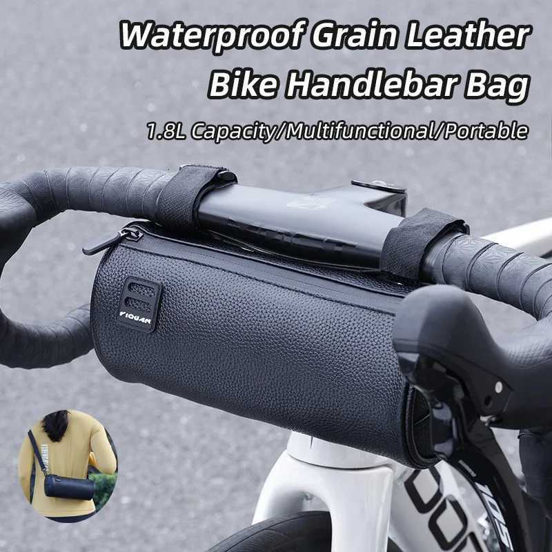 Waterproof 18L Big Capacity Cycling Shoulder Bag Multifunctional Grain Leather Bike Handlebar Bag Bike Accessories H251029