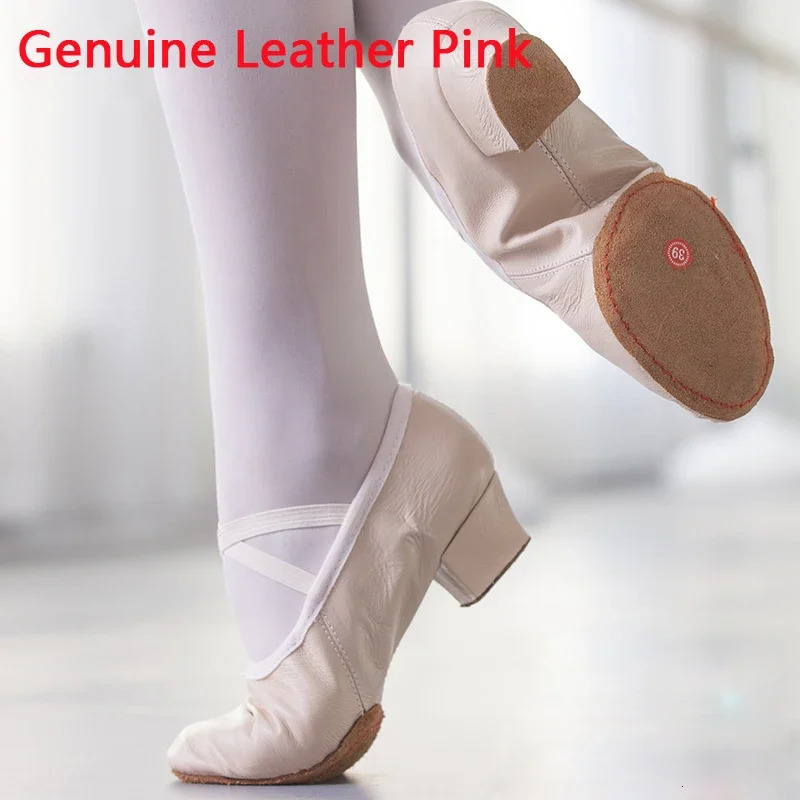 Quality Leather Ballet Dancing Shoes For Women Low Heel Genuine Leather Girls Ballet Jazz Dance Shoes Belly Yoga Teacherss Shoe 251023