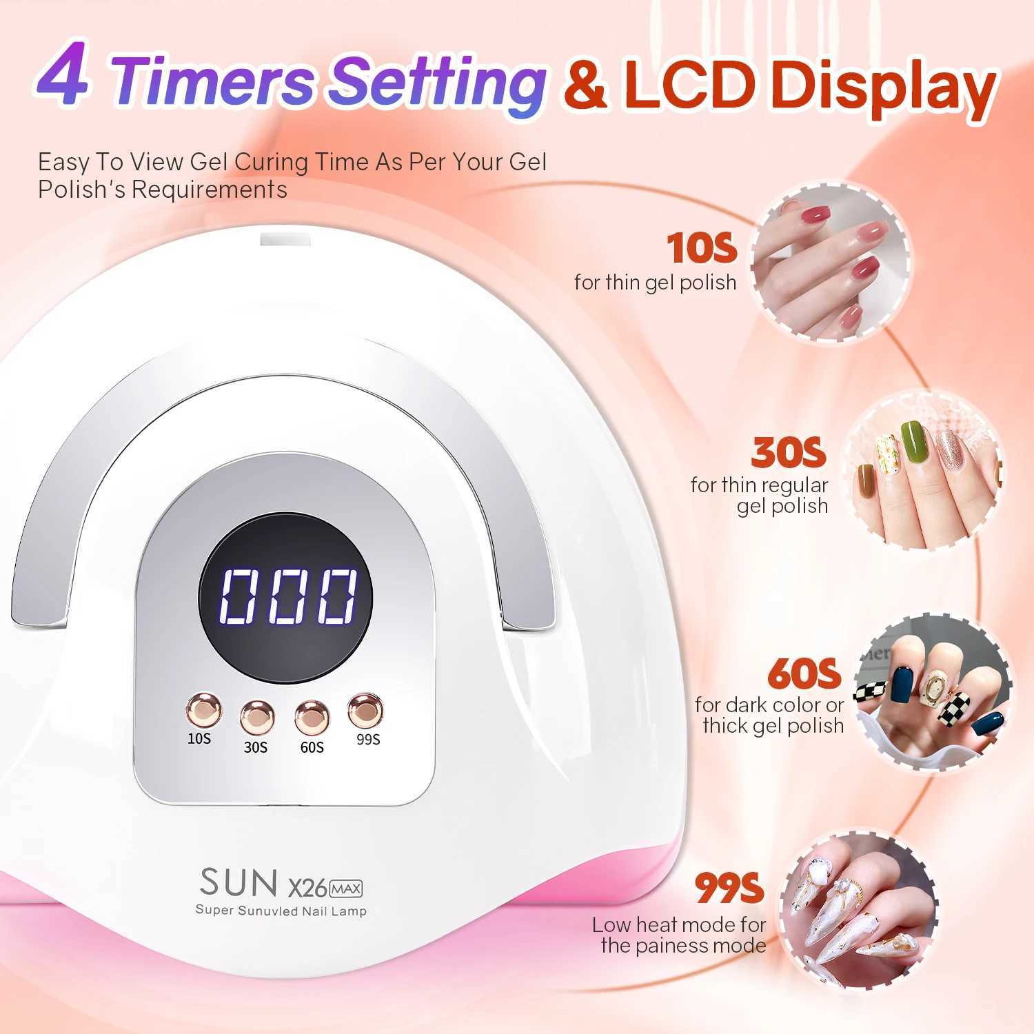 380W LED UV Light Dryer for Nails Gel Polish with 81LEDs 4 Timer Setting HD Display Screen Auto Sensor Professional Nail Light L251030