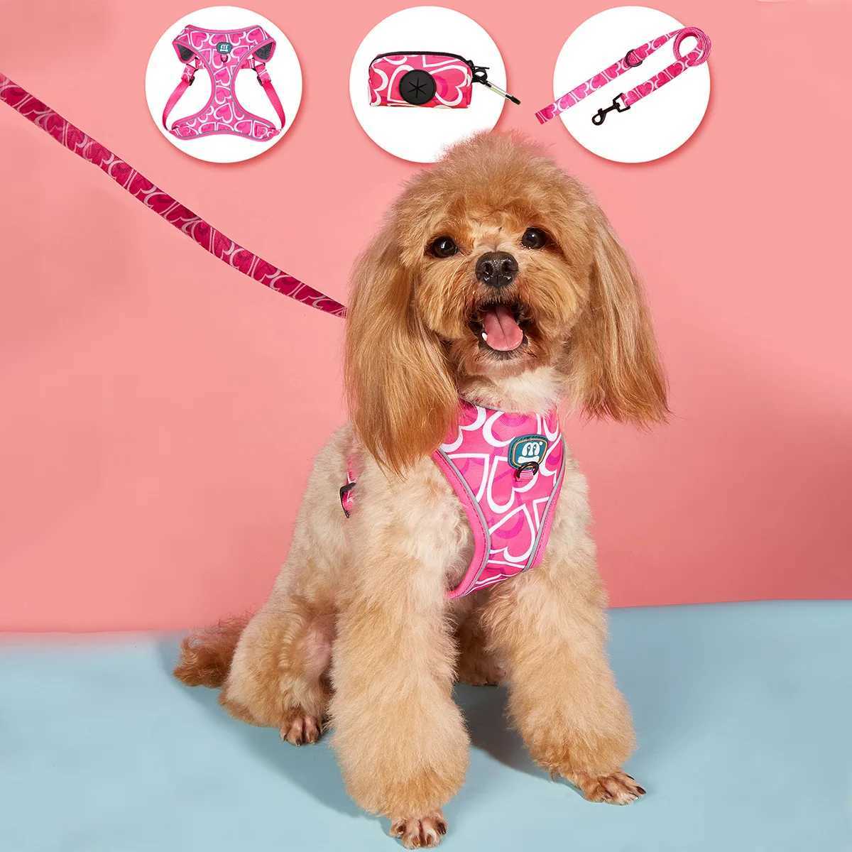 Adorable Pet Harness Vest and Leash Set Dog Vest Harness Dog Leash with Dog Poop Bag Set Dog Harness Pet Supplies J251129