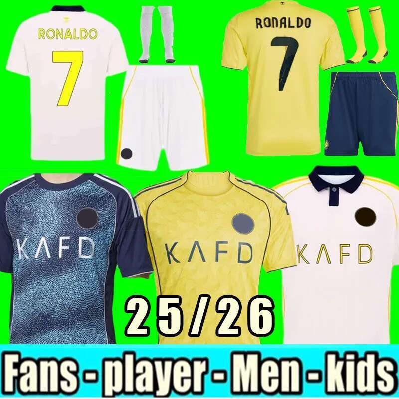 25 26 Al Nassr FC soccer Jerseys Ronaldo 2025 2026 Home yellow away 3rd MANE CR7 Gonzalo Martinez Talisca women FANS player version men kids kit Football shiirt