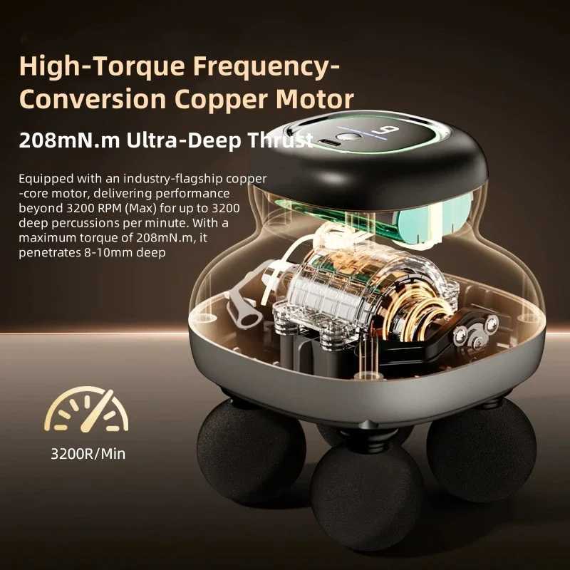 4Heads Handheld Fascia Gun Professional Muscle Massager Tool Electric Deep Tissue Body Massager Portable for Myofascial Release J251030