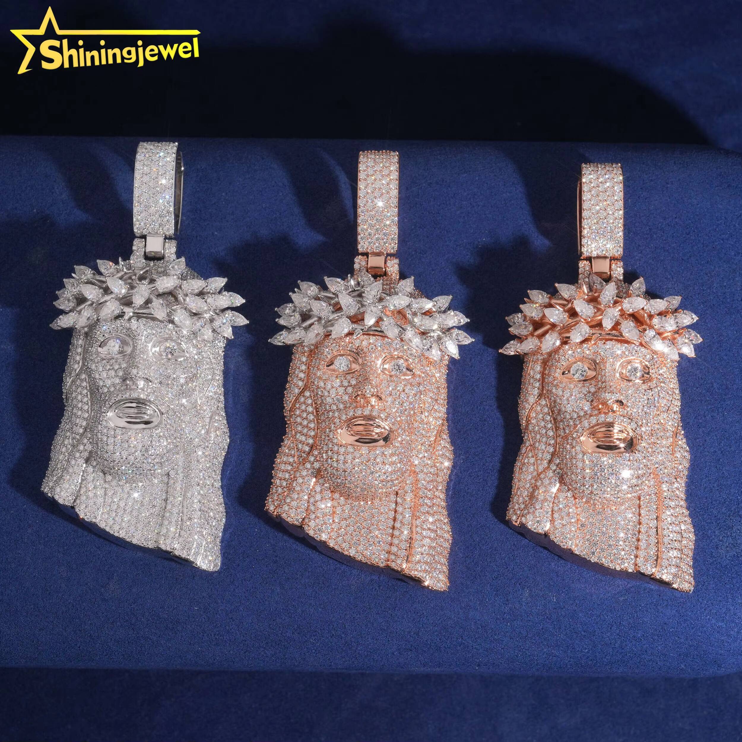 Iced Out Jewelry Gold Plated Jesus Pendant 925 Sterling Silver GRA Moissanite Pass Diamond Test Hip Hop Pendant Designer's style