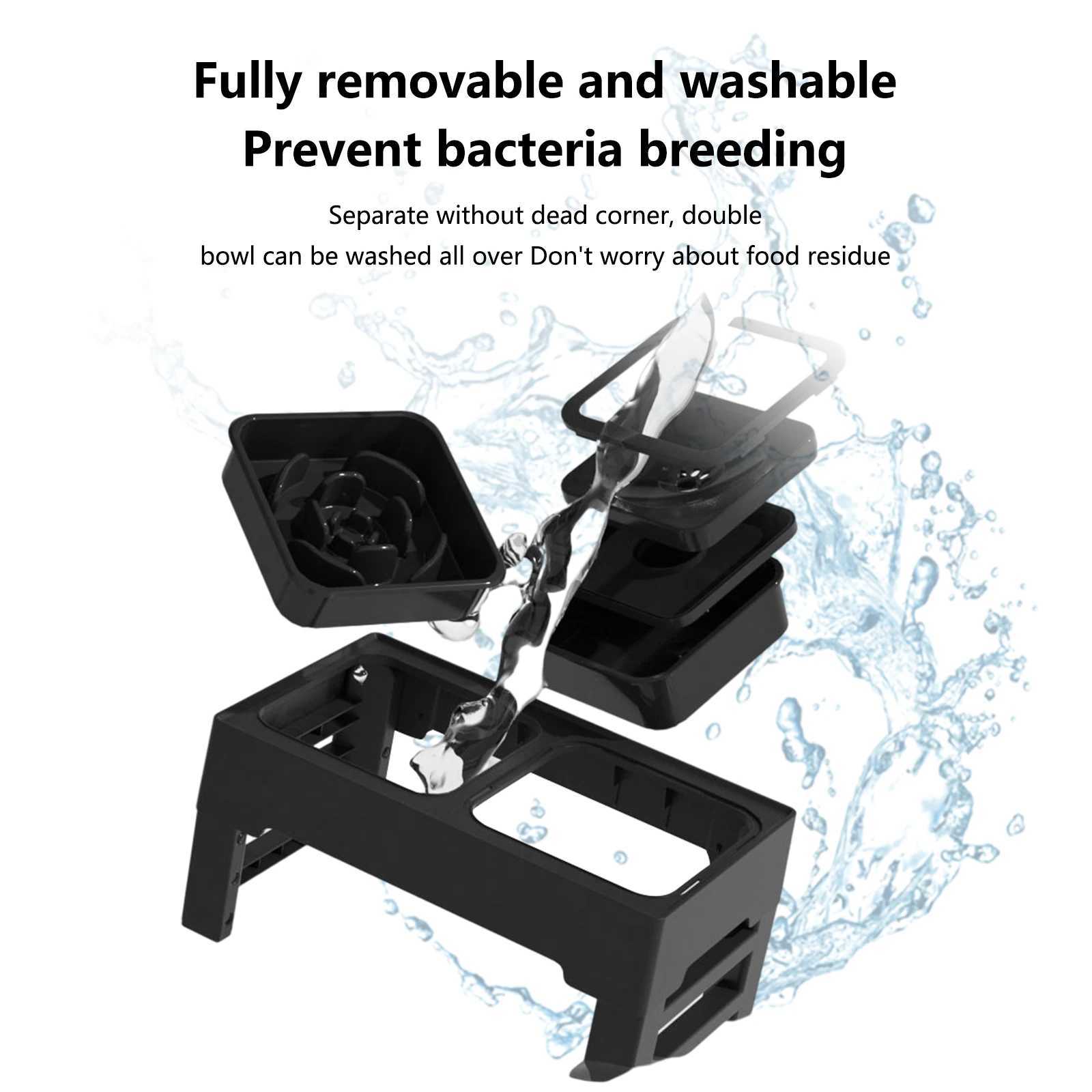 3 In 1 Pet Dog Stainless Steel Slow Feed Drinking Water Bowls Anti Knock Adjustable Height Cat Dog Bowl Large Pet Slow Food J251113