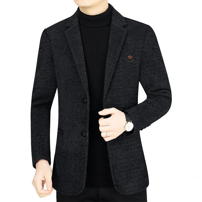 Men Autumn Winter Cashmere Blazers Suits Jackets Wool Blends Male Business Casual Slim Fit Coats Mens Clothing 251028