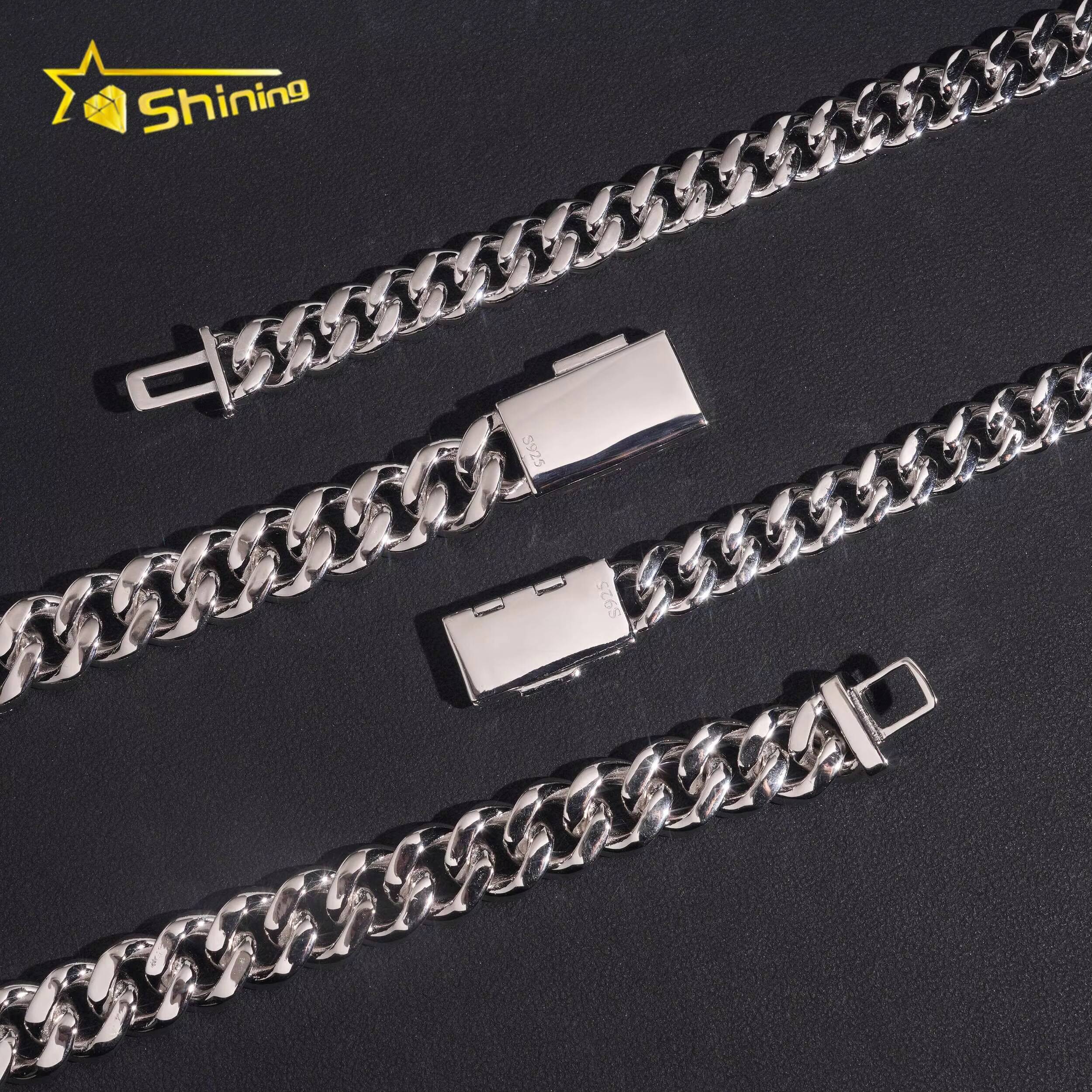 Hip Hop Jewelry 925 Silver 2Rows 10mm 13mm VVS Moissanite Cuban Link Chain Custom Iced Out Cuban Link for Men Designer's style