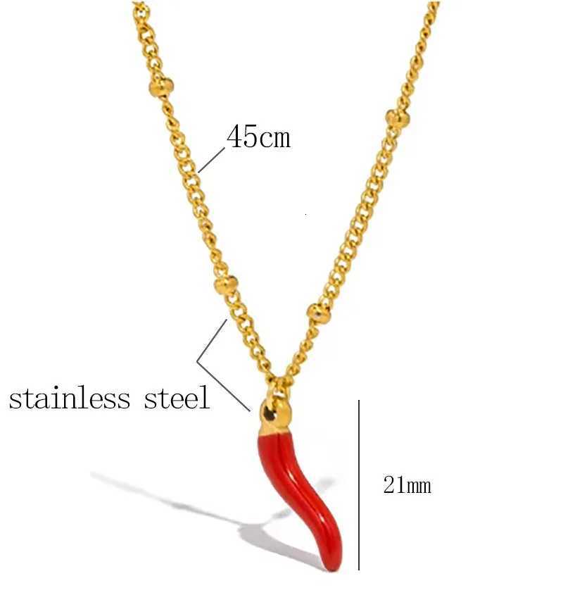 Red Chili Charms Pendant Necklace for Women Stainless Steel Waterproof and Rust Proof Daily Accessories JewelryXJ251030