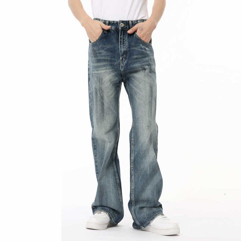 Men's Jeans Man Summer New American Style Distressed Washed Flared Casual Jeans
