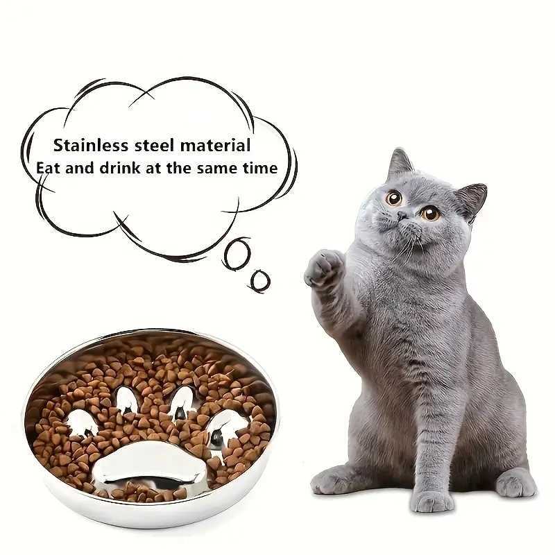 Premium Stainless Steel Pet Bowl Cervical Spine Protection for Dogs Cats Pet Choke and Choke Prevention Slow Food Bowl J251113