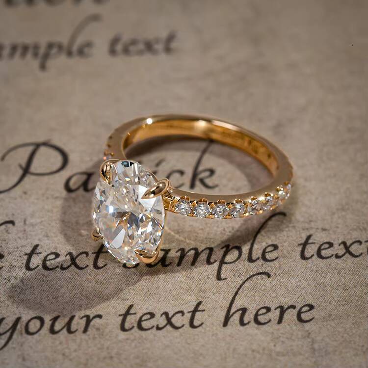 Redleaf Custom 18K Yellow Gold 3CT Oval Lab Grown Diamond Engagement Wedding Ring Brand 18K Yellow Gold 3CT Oval Diamond Ring