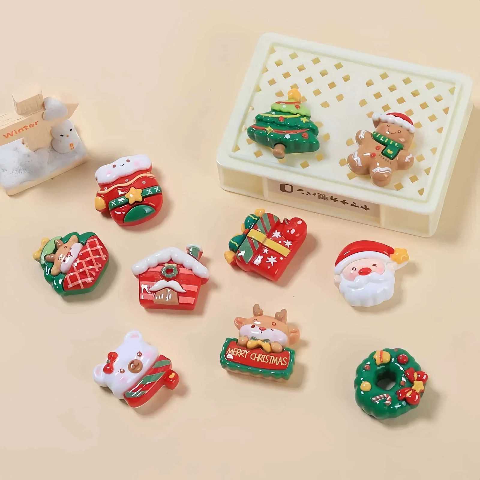 10pcs Christmas Figurine Resin Refrigerator Fridge Magnet Whiteboard Sticker Diy Decoration Kitchen Accessories C251030