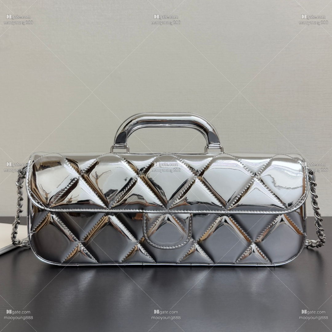 12A Upgrade Mirror Quality Designer Flap Bags 29cm for Women Quilted Luxury Handbags Genuine Leather Purse Silver Crossbody Bag with Box