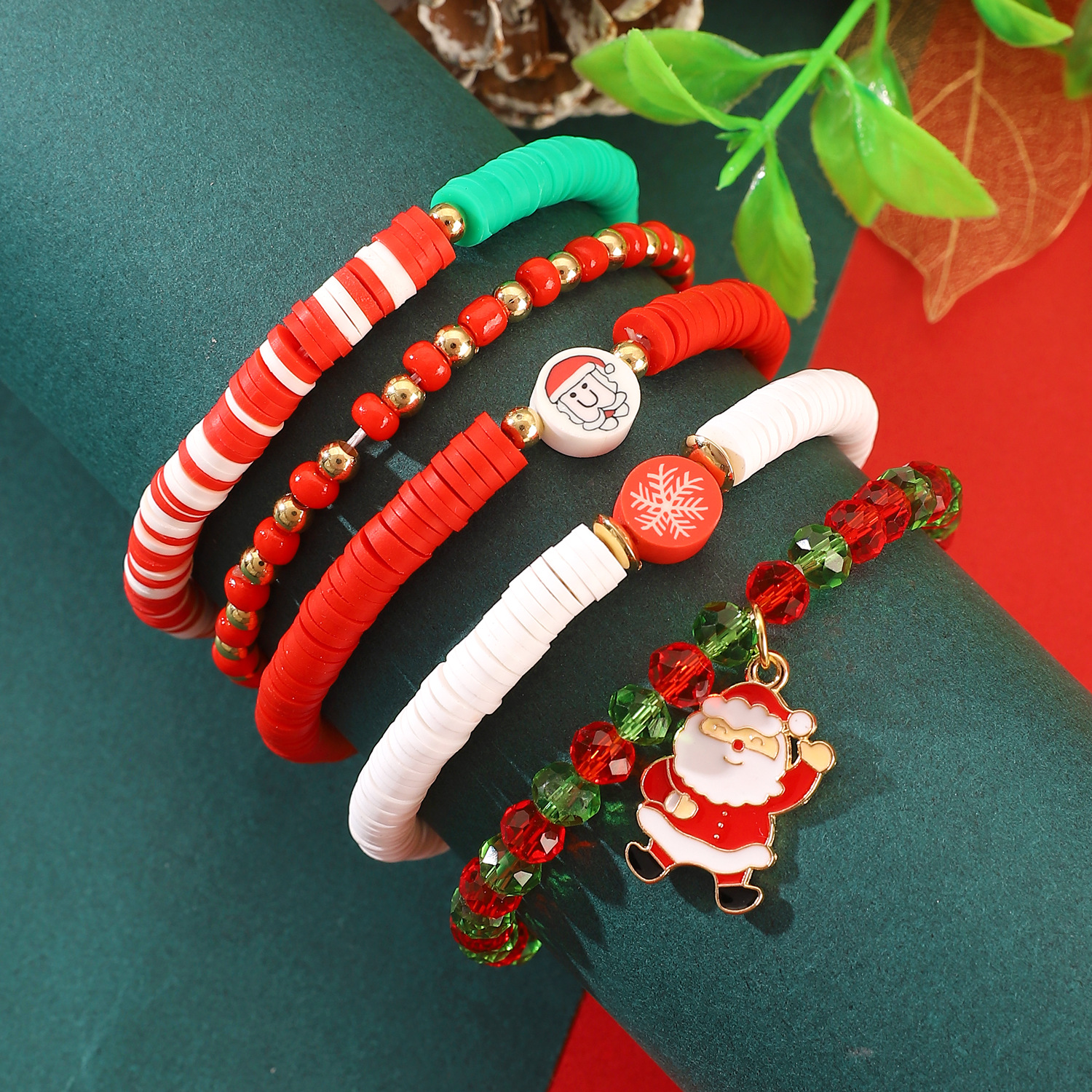 Festive Seasonal Charms: Stretchy Bracers Featuring Reindeer, Snowman & More