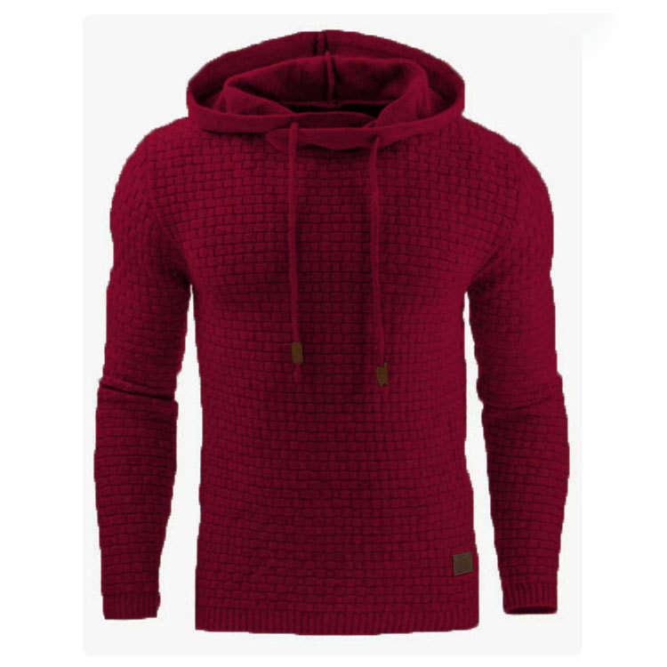Autumn and Winter New Men's Jacquard Sweatshirt Long Sleeve Hoodie Warm Color Hooded Sports Jacket