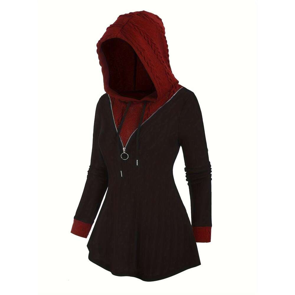 Color Block Drawstring Hoodie Casual Long Sleeve Tunic Hoodie Sweatshirt Women S Clothing