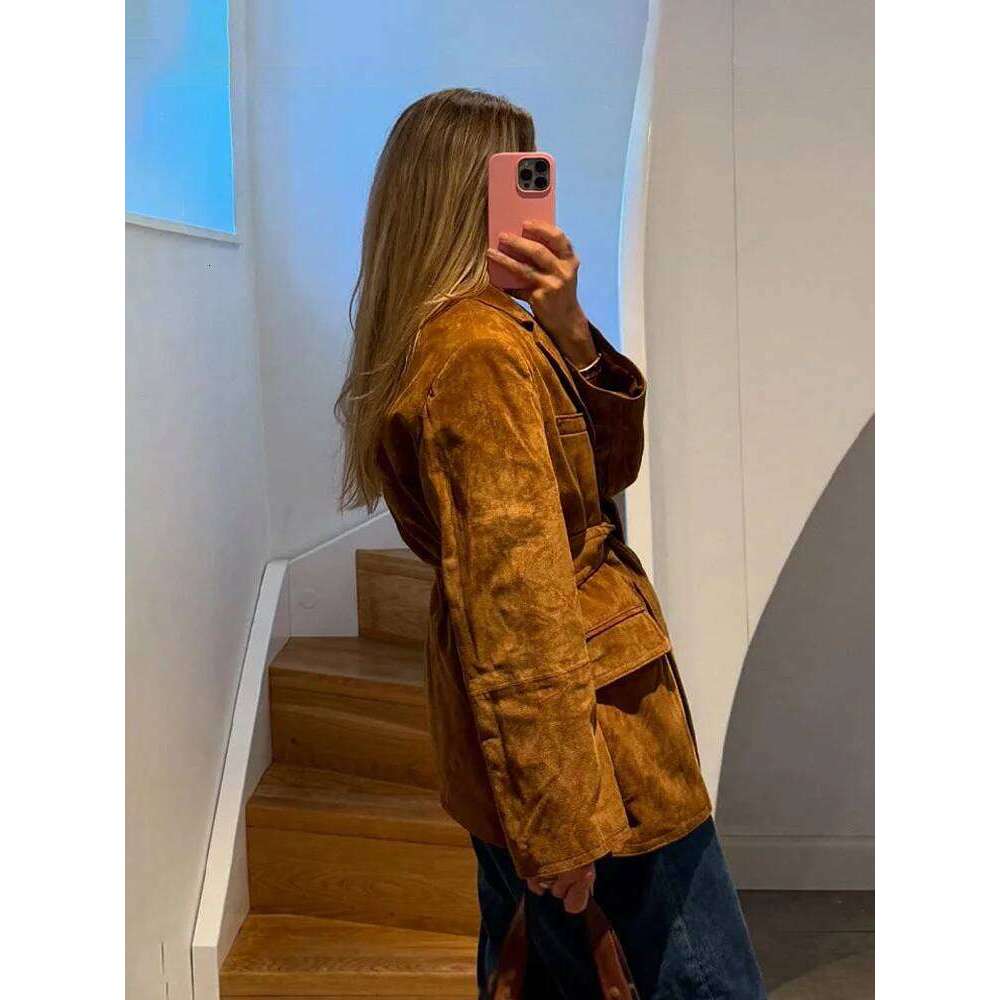 HH Women's Fashion Long Sleeves Jacket Solid Turn-Down Collar Lace-Up Decoration Pockets Button Female Autumn Casual Coats