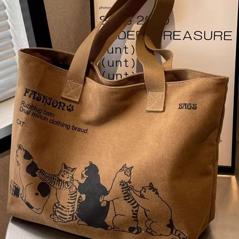 New large capacity women's casual canvas bag, Korean fashion shoulder bag, simple and versatile handbag, trendy designer bag