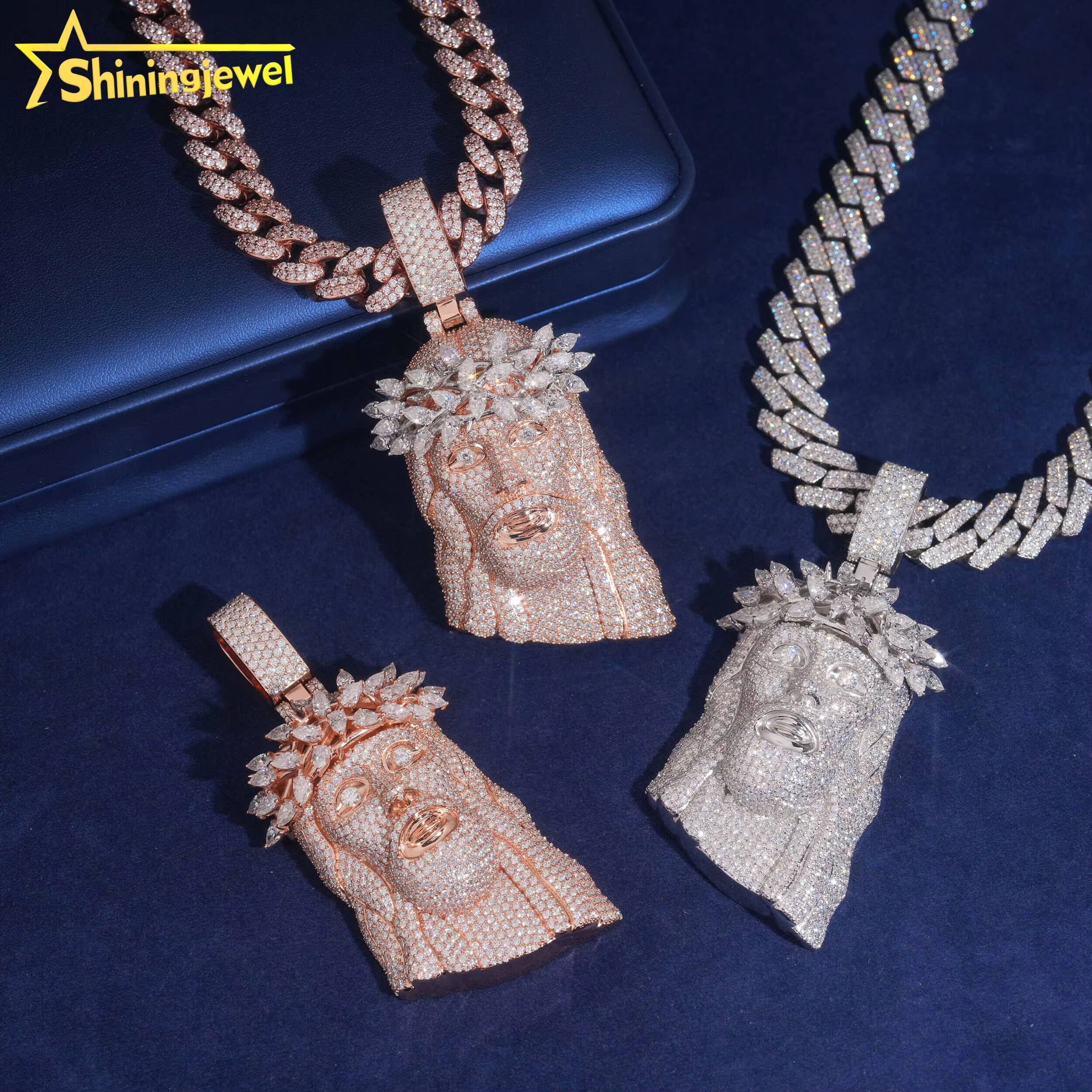 Iced Out Jewelry Gold Plated Jesus Pendant 925 Sterling Silver GRA Moissanite Pass Diamond Test Hip Hop Pendant Designer's style