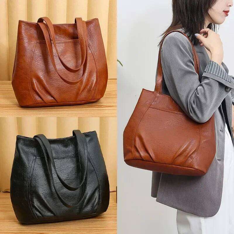 Retro Leather Handbag Ladies Shoulder Tote For Women Large Capacity Crossbody Bag Fashion Brand Top Bags