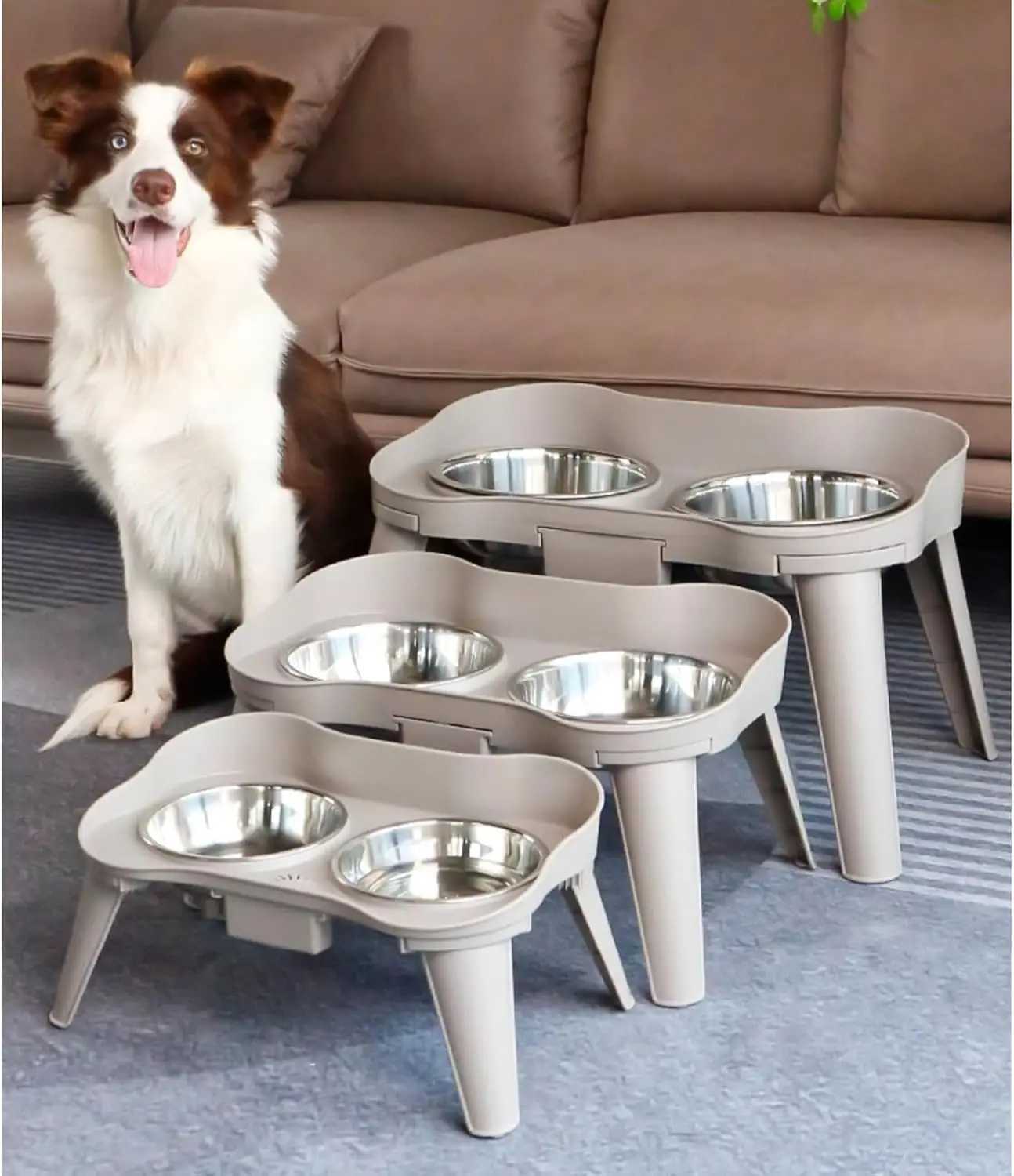 Pet food bowl with stand raised feeder dog bowl spill proof dog water bowl suitable for small medium and large dogs and pets J251113