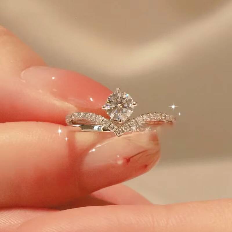 Eternity Ring 925 Sterling Silver Engagement Ring Gra Certificate Moissanite Rings for Women Eternity Engagement Fine Jewelry