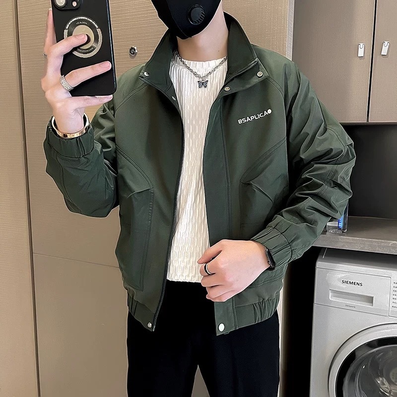 Stand Collar Designer Coat Jacket For Men Spring And Autumn Trendy Brand Casual Embroidered Double Layer Inner 2025 New Fashion Stylish Handsome Men&#