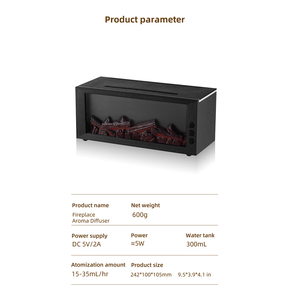 Magic Flame Aromatherapy Diffuser: Flickering LED Fireplace, Remote, Timer, Auto-Off. Waterless Scent & Essential Oil Diffuser.