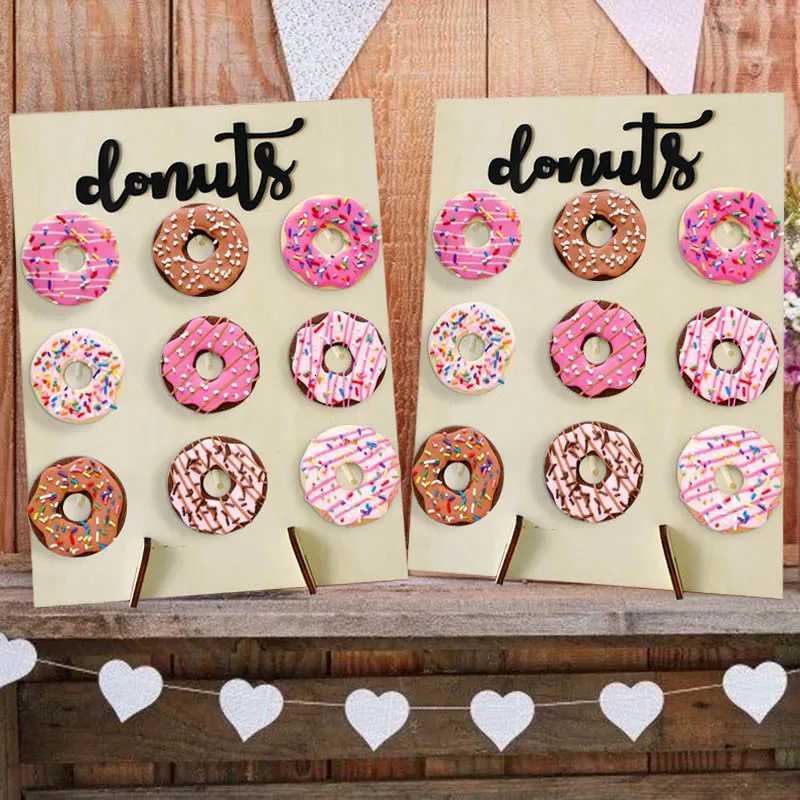 Wooden Donut Stand Wedding Decoration Wall Dessert Doughnut Table Holder Baby Shower Birthday Party Table Decor Supplies C251030