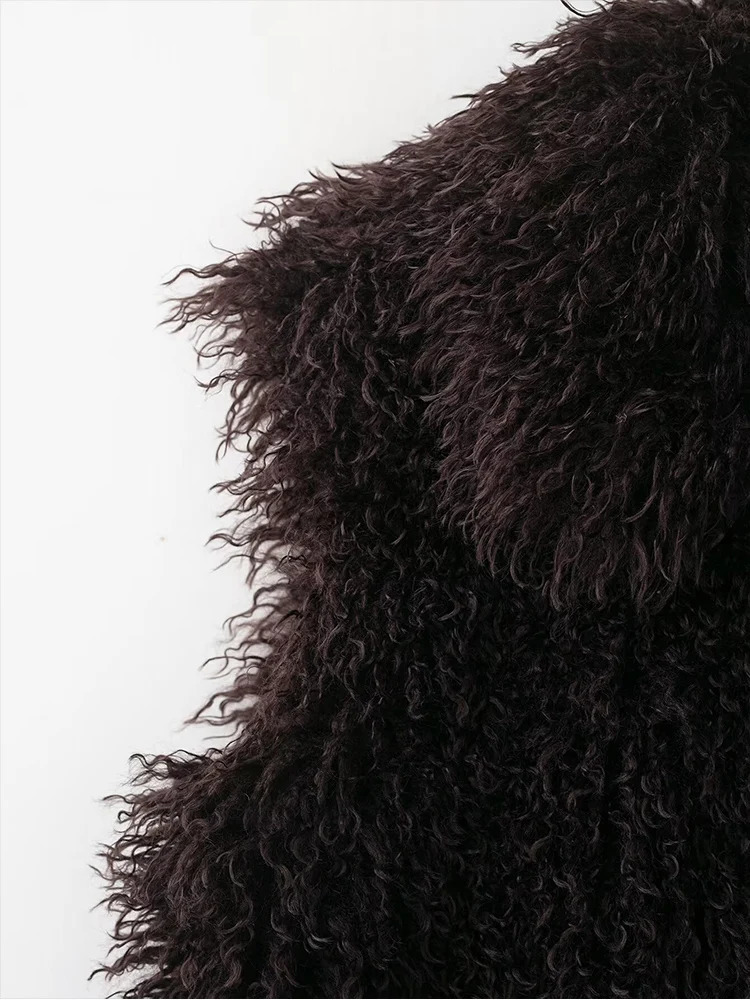 TFMLN Fur Vest For Women Solid Color Sleeveless Waistcoat Jacket Long Faux Winter Thick Fashion Lady Coat 251028