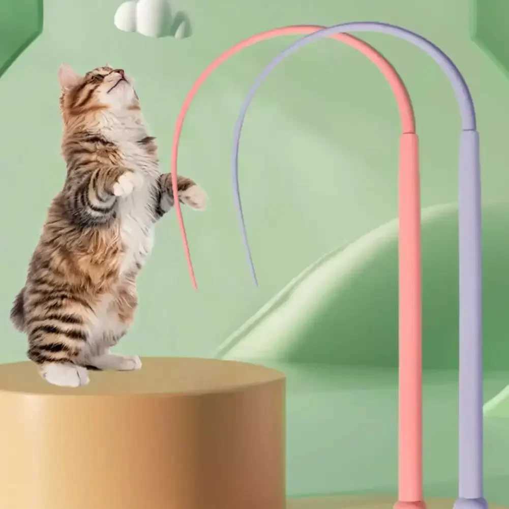 Interactive Cat Toys Simulated Mouse Tail Cat Teaser Toy Silicone Funny Stick Long Tail Mouse Tail Kitten Teaser Stick for Cat S251029