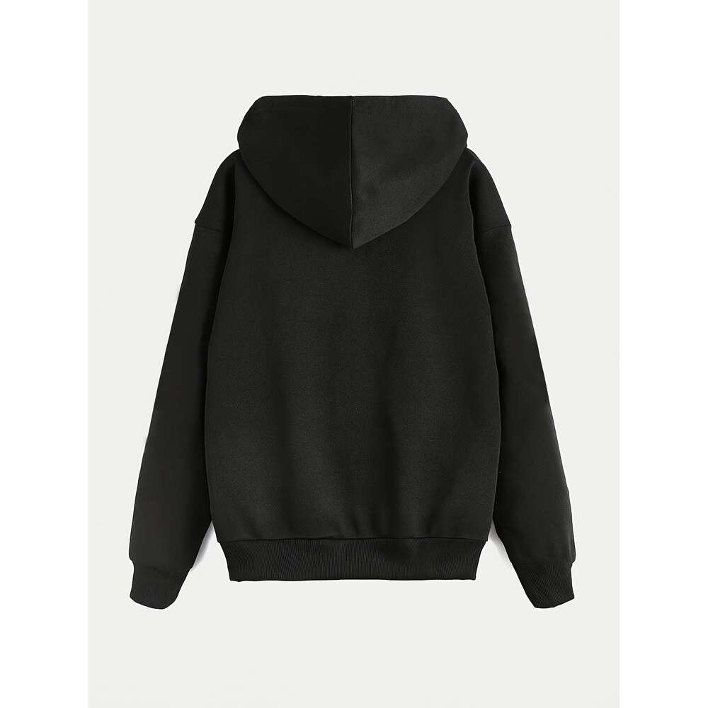 Women S Fashion Hoodie With White Line Art Design Casual Polyester Knit Fabric All Season Zippered Hooded Sweatshirt