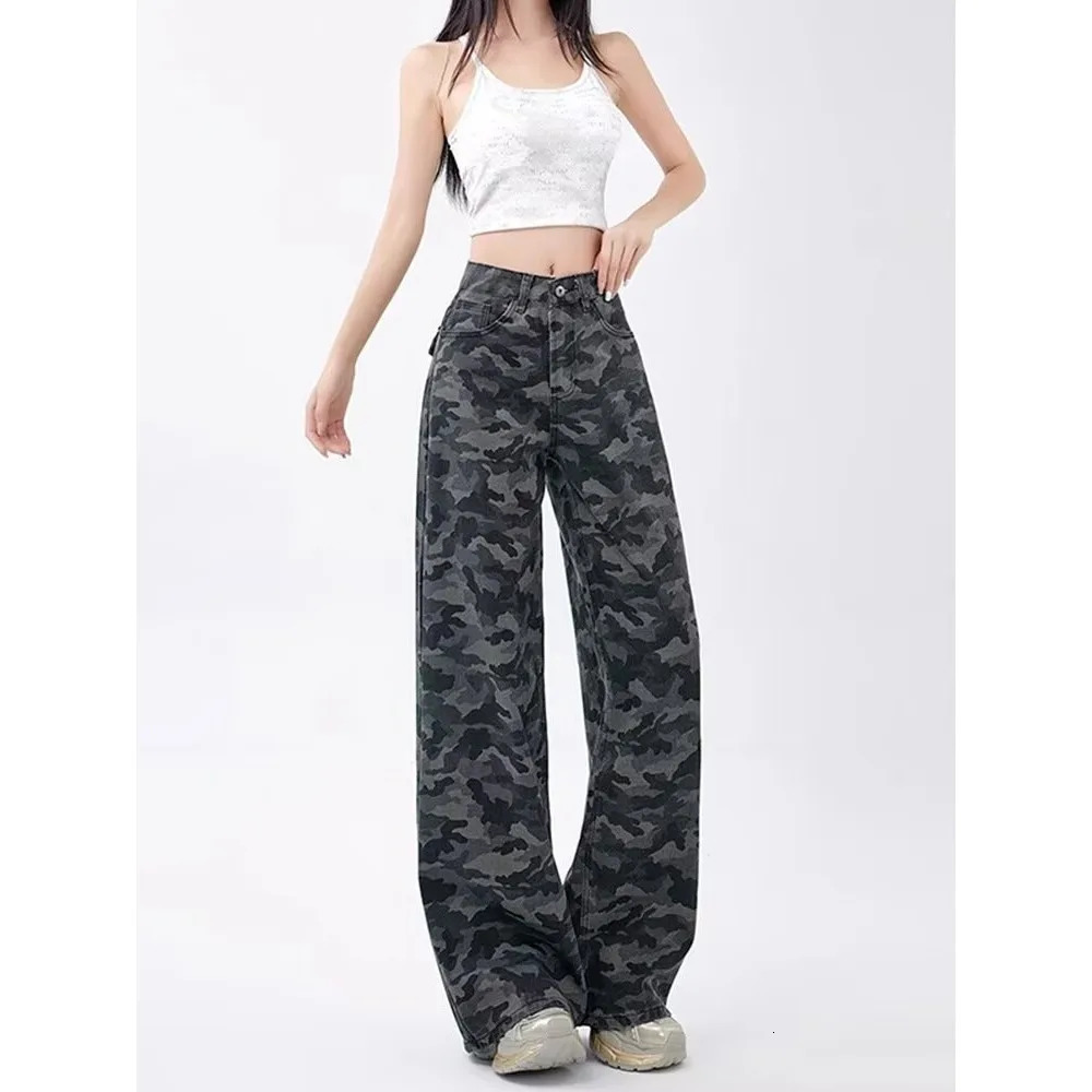 Womens Jeans Baggy Jeans Y2k American Retro Camouflage Cargo Pants High Waist Loose Fit Fashion Long Trousers 251029