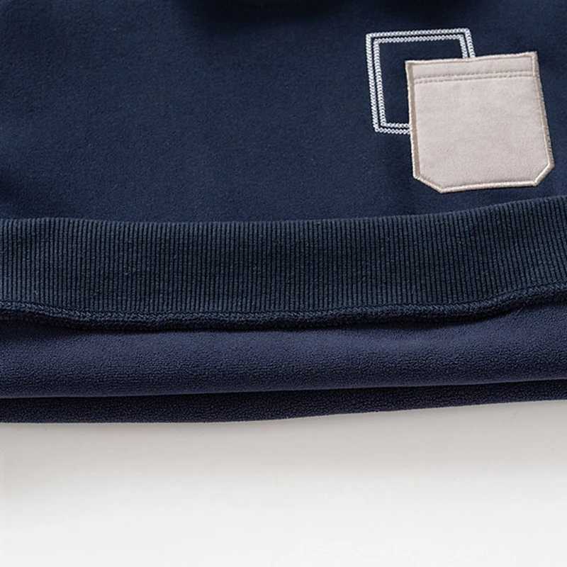 Fleece Padded False Denim Kids Tops Sweatshirt Patchwork Style Fashion Warm Kids Boys Pullover Casual Coat for WinterT251030